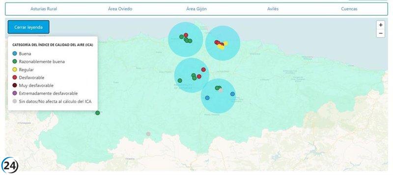El Principado persiste en la vigilancia del aire en Gijón y Oviedo ante la contaminación.