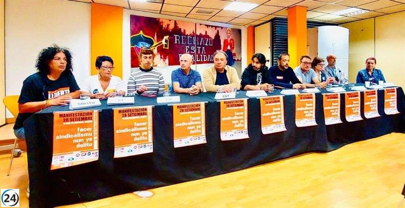 Sindicatos asturianos convocan a manifestación por la libertad de 'Las 6 de La Suiza' este sábado.