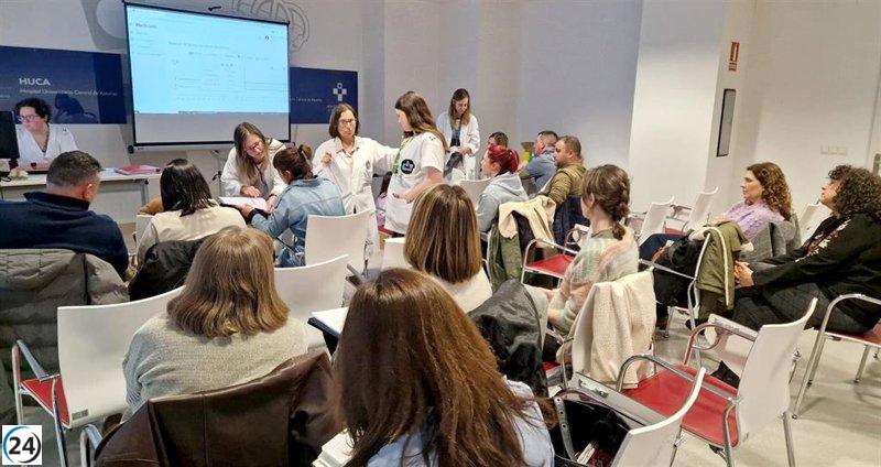 Familias en Cangas del Narcea reciben formación sobre bombas de insulina en el HUCA.