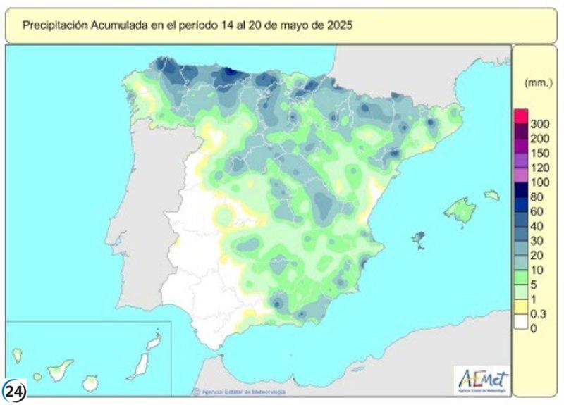 Lluvias de este año alcanzan 597 l/m², superando en un 19% la media habitual.