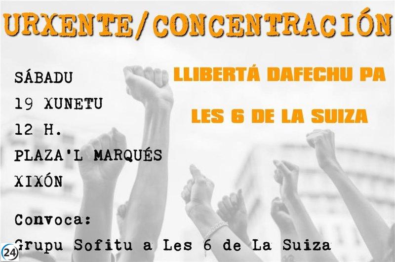 Gijón se mobiliza hoy por la libertad total de 'Las seis de La Suiza'.