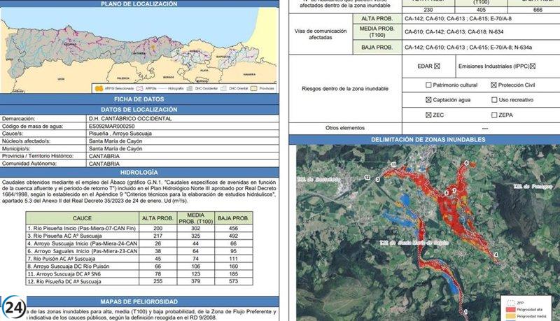 La Confederación Hidrográfica del Cantábrico actualiza sus mapas de riesgo de inundaciones.