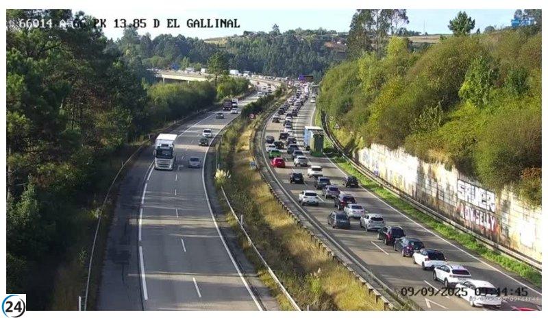 Accidente de tráfico cerca del viaducto de Serín deja un herido.