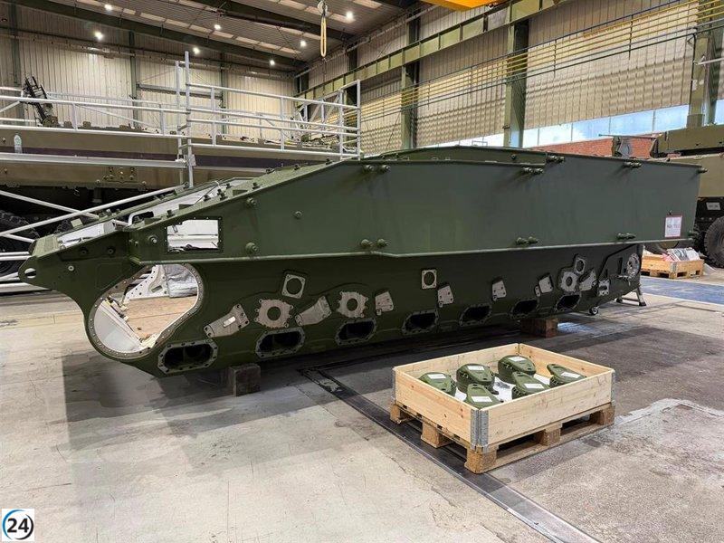 Santa Bárbara Sistemas lanza en Trubia los primeros sistemas de suspensión del Hunter destinados a Letonia.