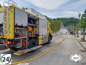 Bomberos controlan fuga de gas en La Felguera.