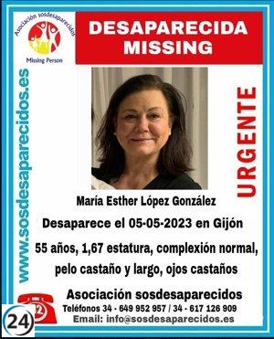 Mujer de 55 años desaparecida en Gijón desde el viernes.