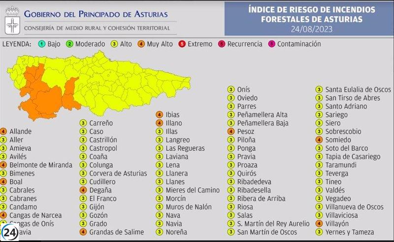 Asturias en riesgo 'alto' o 'muy alto' de incendios forestales este jueves