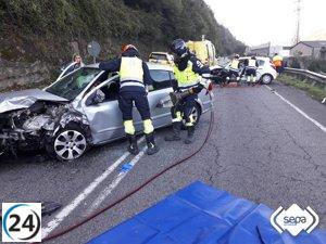 Accidente de tráfico en Mieres deja tres heridos
