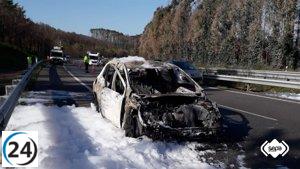 Grave incidente en la A-8: vehículo arde en llamas en Cadavedo.
