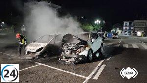 Vandalismo en parking de iglesia en Vegadeo: Dos coches incendiados
