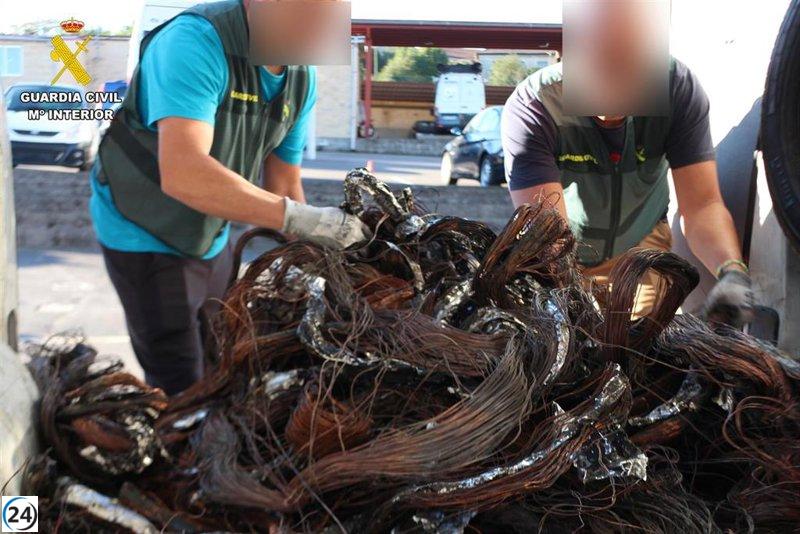 Éxito de la Guardia Civil: más de 850 kg de cable de cobre robado en Asturias y Castilla y León son recuperados.